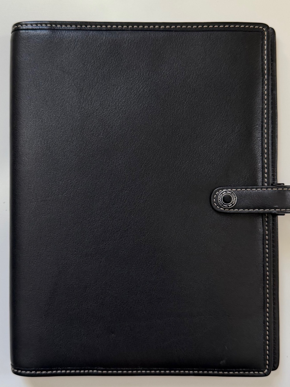 Y2K Coach Black Glove-Tanned Leather Agenda Planner Cover
